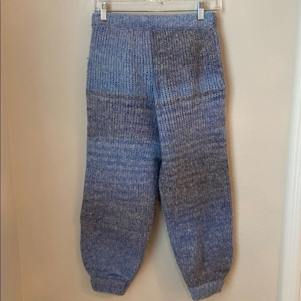 LoveShackFancy Blossom Alpaca Blend Knit Jogger Pants Blue Ombré XS